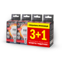 LED лампа ERGO Standard Набор 3+1 G45 E14 5W 220V 3000K Теплий б╕лий