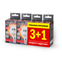 LED лампа ERGO Standard Набор 3+1 G45 E14 6W 220V 3000K Теплий б╕лий