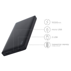 Портативна батарея ERGO LP-83, 10000 mAh Black Портативна батарея ERGO LP-83, 10000 mAh Black