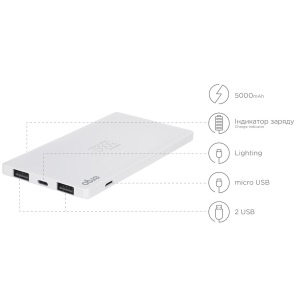 Портативна батарея ERGO LP-91, 5000 mAh White Портативна батарея ERGO LP-91, 5000 mAh White