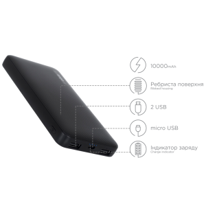 Портативна батарея ERGO LP-103, 10000 mAh Black Портативна батарея ERGO LP-103, 10000 mAh Black