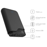 Портативна батарея ERGO LI-U3 TYPE-C, 7500 mAh Black Портативна батарея ERGO LI-U3 TYPE-C, 7500 mAh Black
