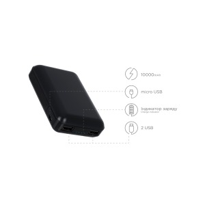 Портативна батарея ERGO LP-С21 - 10000 mAh Li-pol Black Портативна батарея ERGO LP-С21 - 10000 mAh Li-pol Black